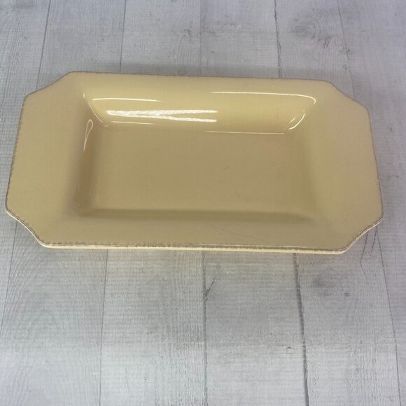 Taste of Home Entertaining Yellow Brown Edge Large Rim Ceramic Serving Tray - Picture 2 of 16